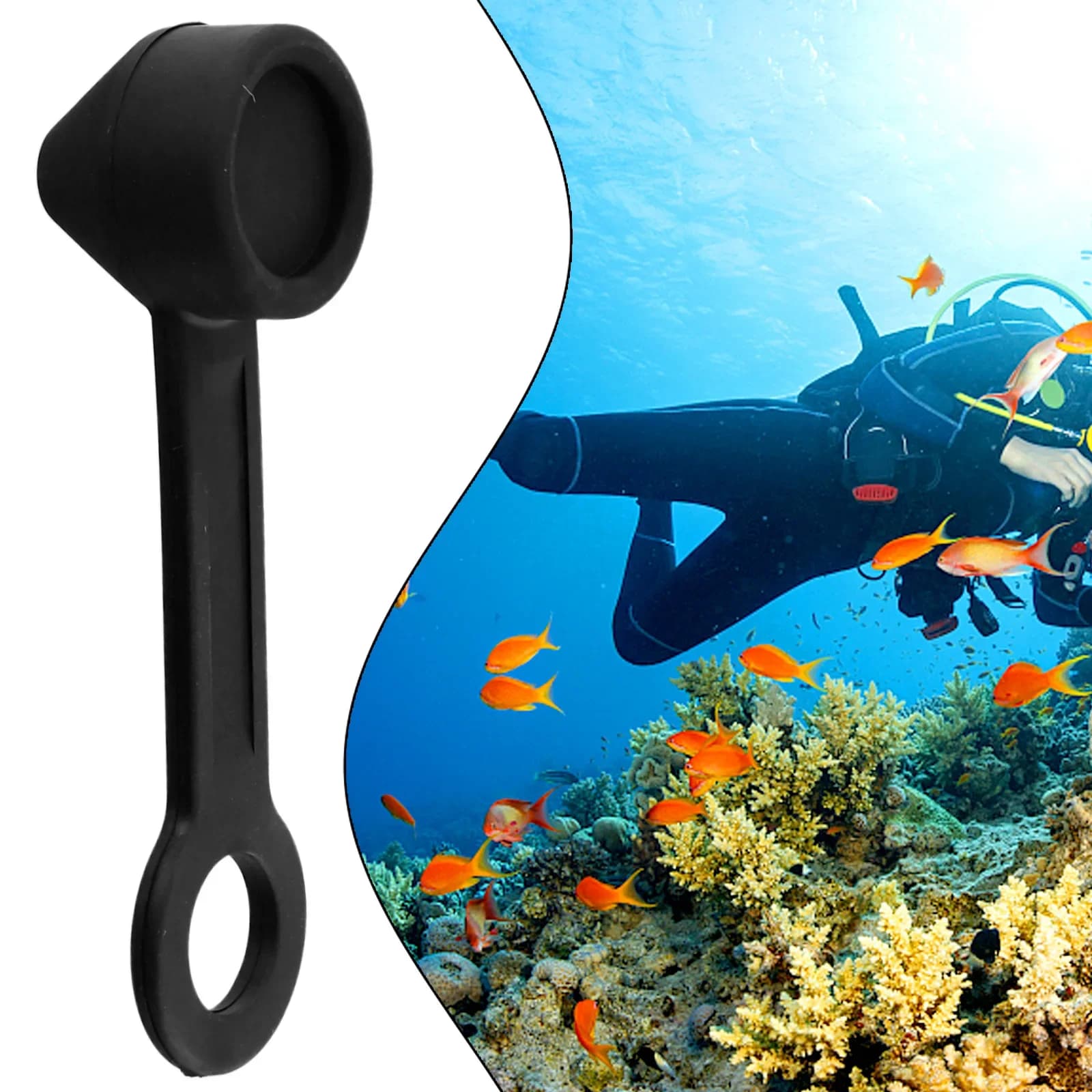 Protezione per la testa, copertura antipolvere per l'alito, serbatoio dell'acqua, piscina sportiva, 91 x 19 mm, tappo antipolvere DIN nero, tappo regolatore per immersione