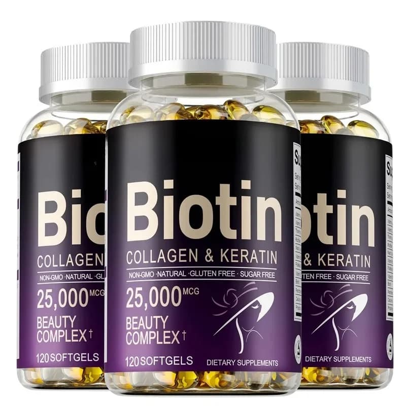 Biotina + Collagene + Cheratina - Vitamine per la Crescita dei Capelli Adatte a Uomini e Donne, che Forniscono Nutrizione per Unghie, Capelli e Pelle