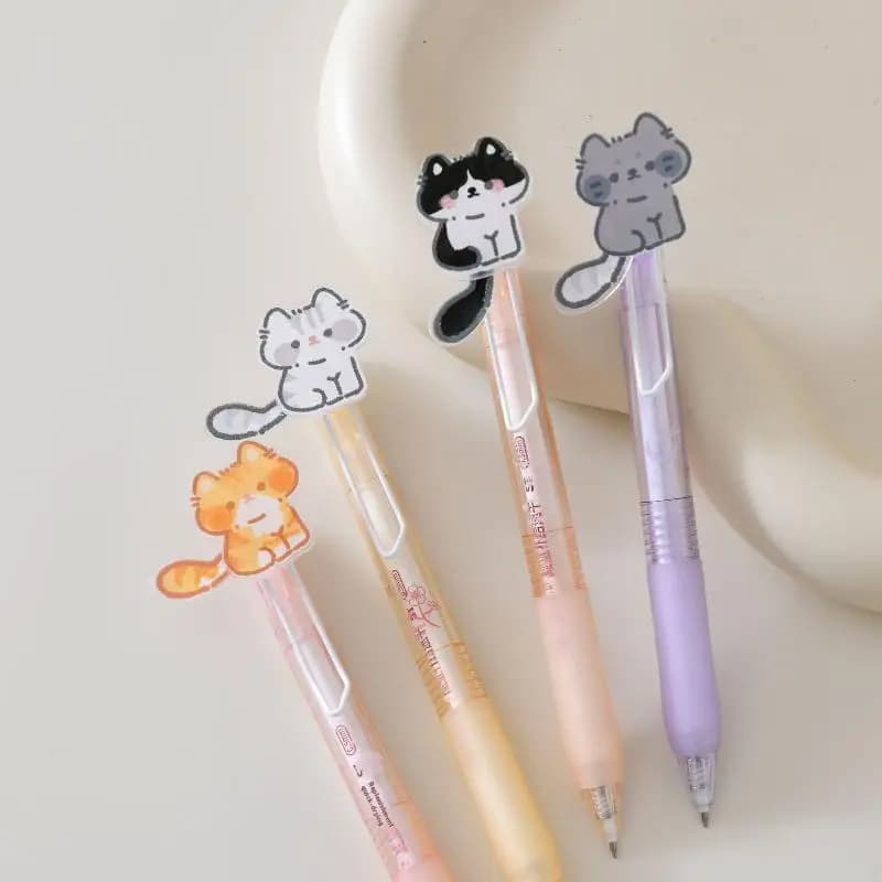 1/4 pezzi penna gel carino coda scodinzolante gatto cartone animato penna automatica nero kawaii penna neutra studio materiale scolastico di cancelleria regali