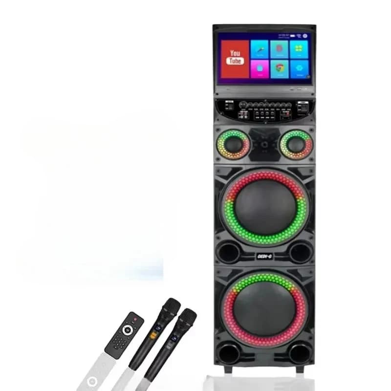2026for GD-1415 Portable Karaoke Machine 15.4 Inch Touch Screen Sound System with Intelligent Features and Colorful LED Lights