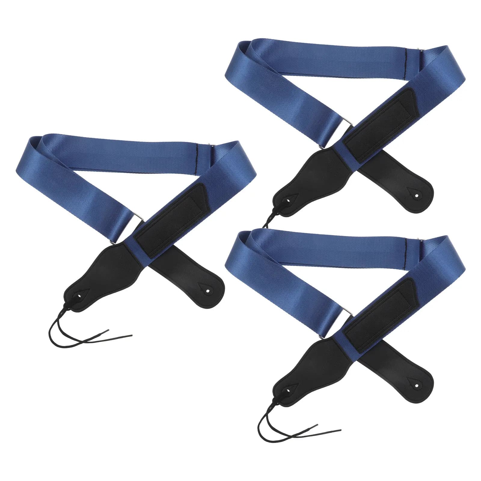 3Pcs Guitar Strap Bundle Electric Acoustic Adjustable Blue PU Pick Holder Shoulder Pad Musical Accessories