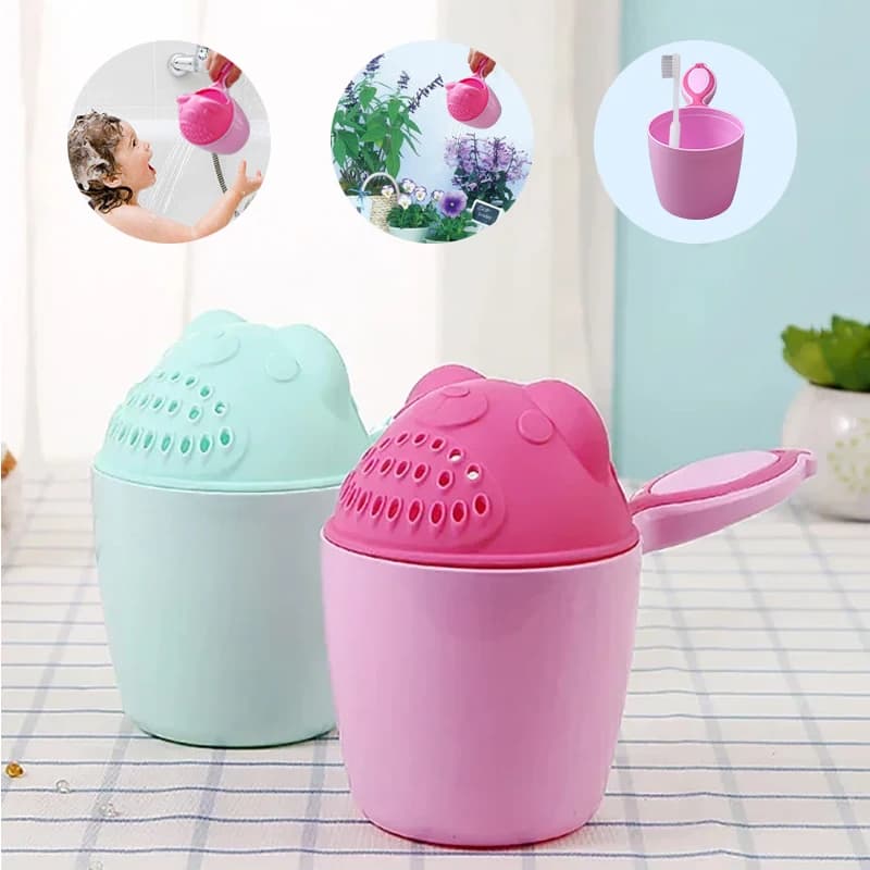 Children's Shampoo Mug Nice Cartoon Bear Toddle Shower Cucchiai Multifunction for Kids Toothbrush Mug Soffione shower Hairwash Cup Bathroom Tool