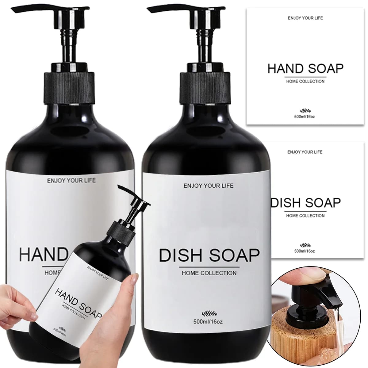 Dispenser di sapone per le mani in plastica ricaricabile, bottiglia per lozione, pompa per pressa, bottiglia di sapone, decorazione da appoggio della cucina, bottiglia per piatti