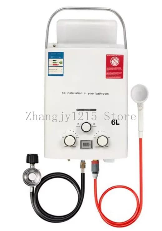 Scaldabagno senza serbatoio a gas propano GPL 6L campeggio esterno riscaldamento istantaneo vasca con soffione doccia scaldabagno per auto camion tenda