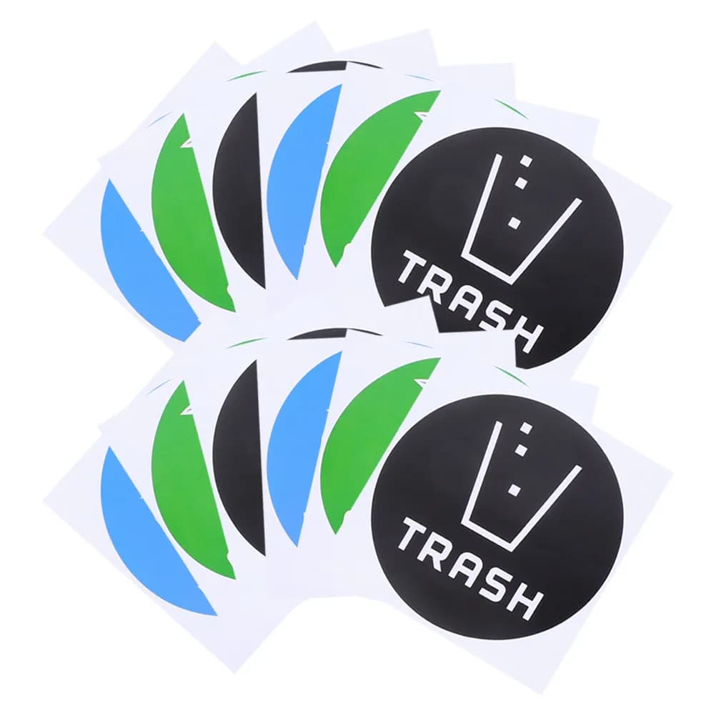 12Pcs Labels for Recycling Bins Bright Trash Can Stickers with Clear Symbols Portable Lightweight for Home Office Waste Sorting