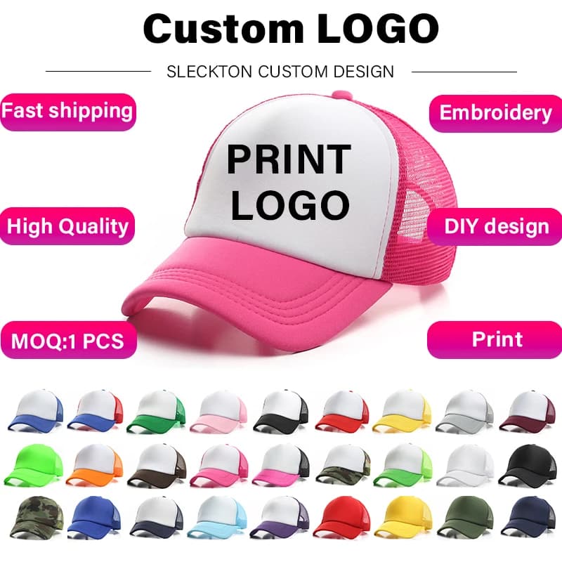 SLECKTON Berretto da baseball con ricamo LOGO personalizzato per donna e uomo Stampa fai da te Berretto a rete da uomo Moda Cappello da sole estivo Commercio all'ingrosso unisex