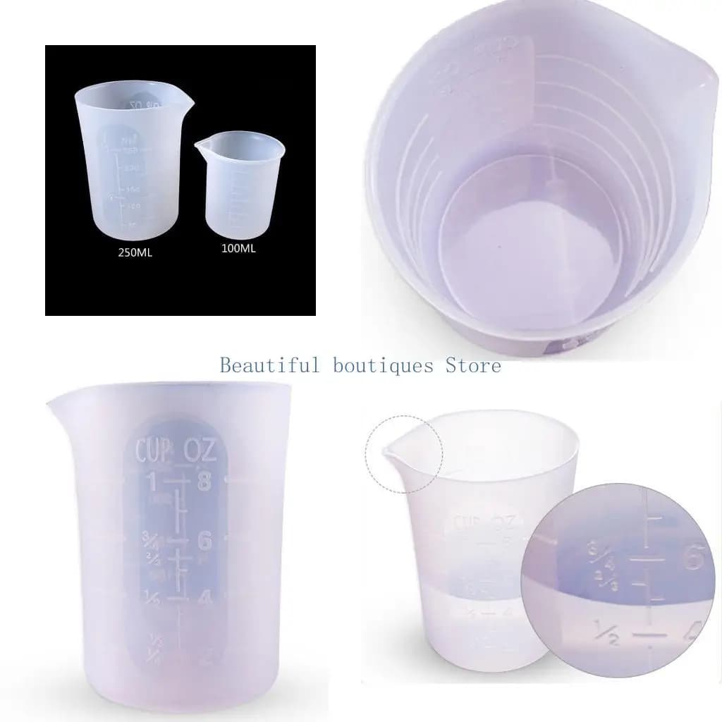 U4LF Silicone Measuring Cups Nonstick Reusable Craft Measuring Cups for Epoxy Resin Jewelry Nonstick Silicone Mixing Cups