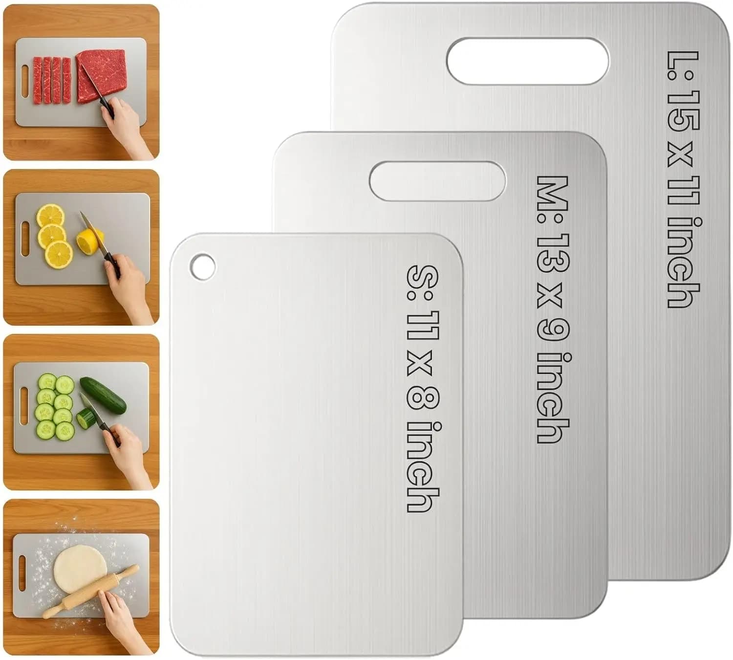 Set of 3 Taglieri in Titanium, Version 2025 Anti-stick, Durevoli and Hygienic (S/M/L)