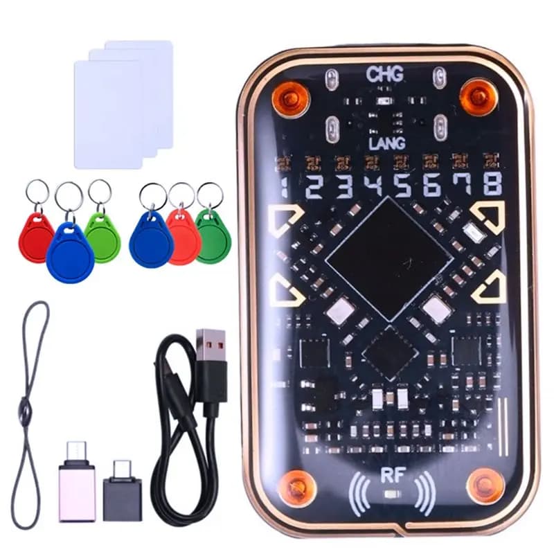 Consegna in 24 ore Camaleonte V2.0 UID/CUID Portachiavi RFID Smart Chip Reader Emulatore + 9PCS 125Khz 13.56Mhz NFC Decoder Duplica