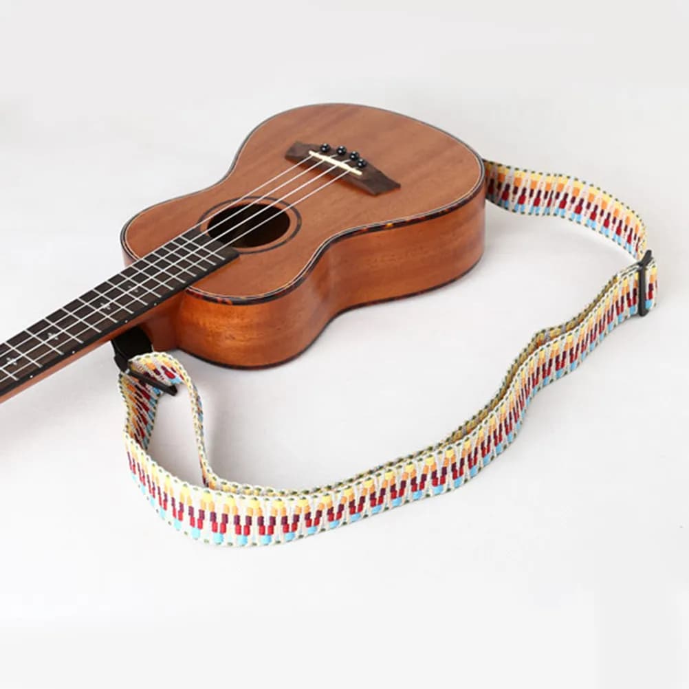 2 Pezzi Tracolla per Chitarra con Design Etnico Colorato, Robusta Cinghia per Ukulele per Uso Interno ed Esterno