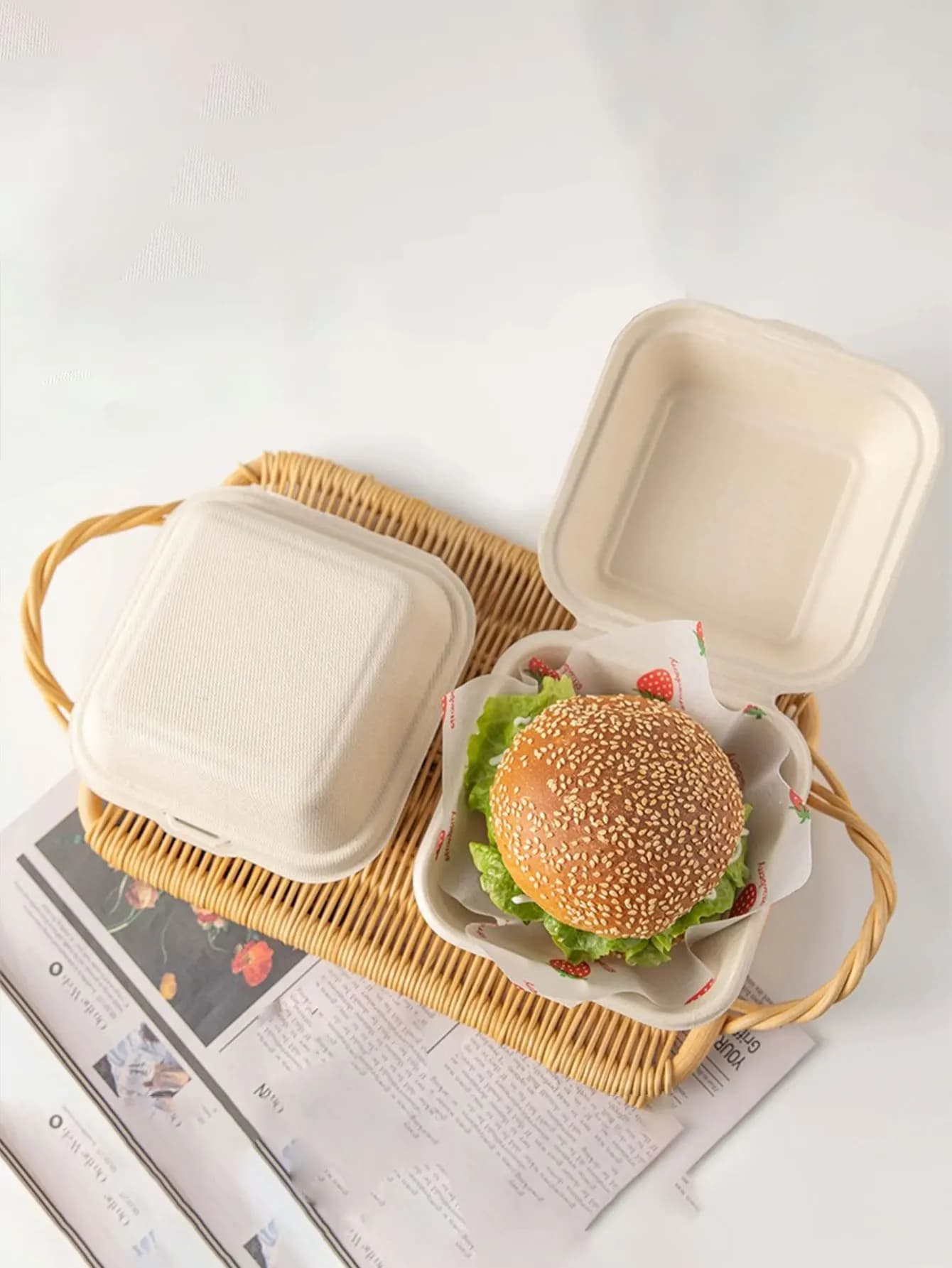Hamburger Tiramisu Box Cake Takeaway Lunch Box Sandwich Burger Dessert Baking Pastry Packaging Box