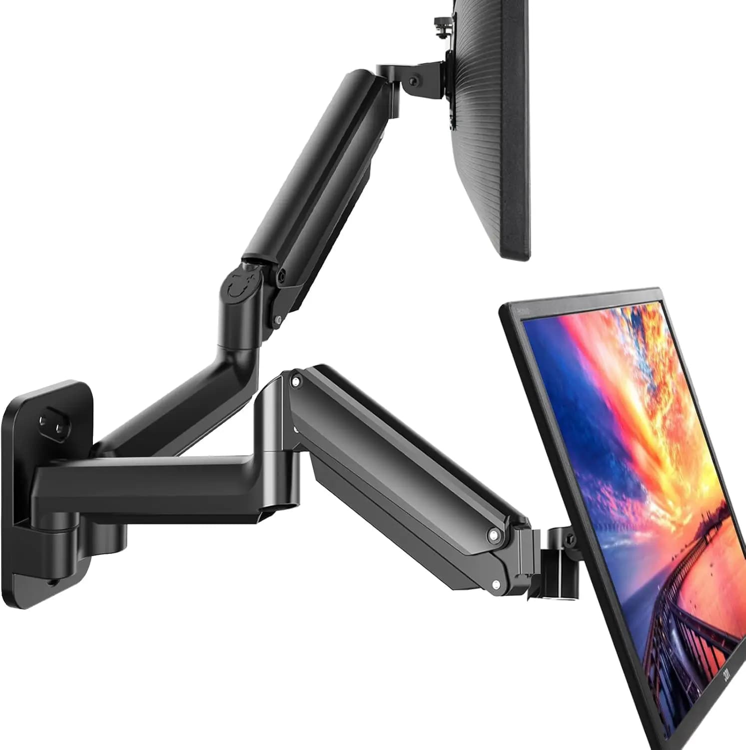 Supporto da Parete per Doppio Monitor da Gaming per Schermi da 17-32 Pollici, Altezza Regolabile, Compatibile VESA per Configurazione Scrivania Casa e Ufficio