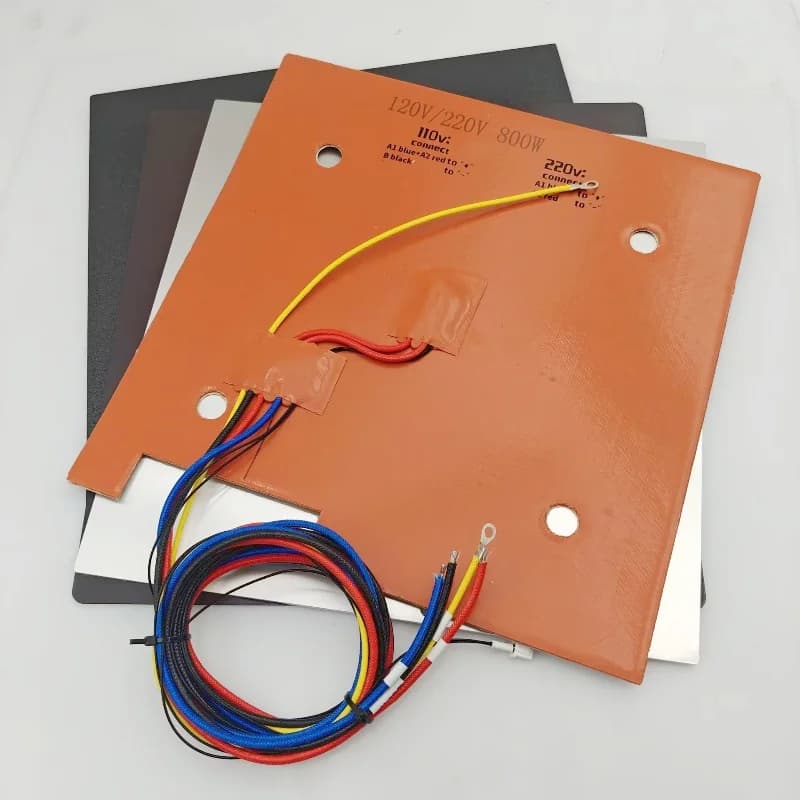 Funssor Anycubic Kobra3 Stampante 3D 3mm Lega di alluminio CNC Letto di calore Piastra di costruzione AC 120/220V 800W Kit di aggiornamento del cuscinetto riscaldante in silicone