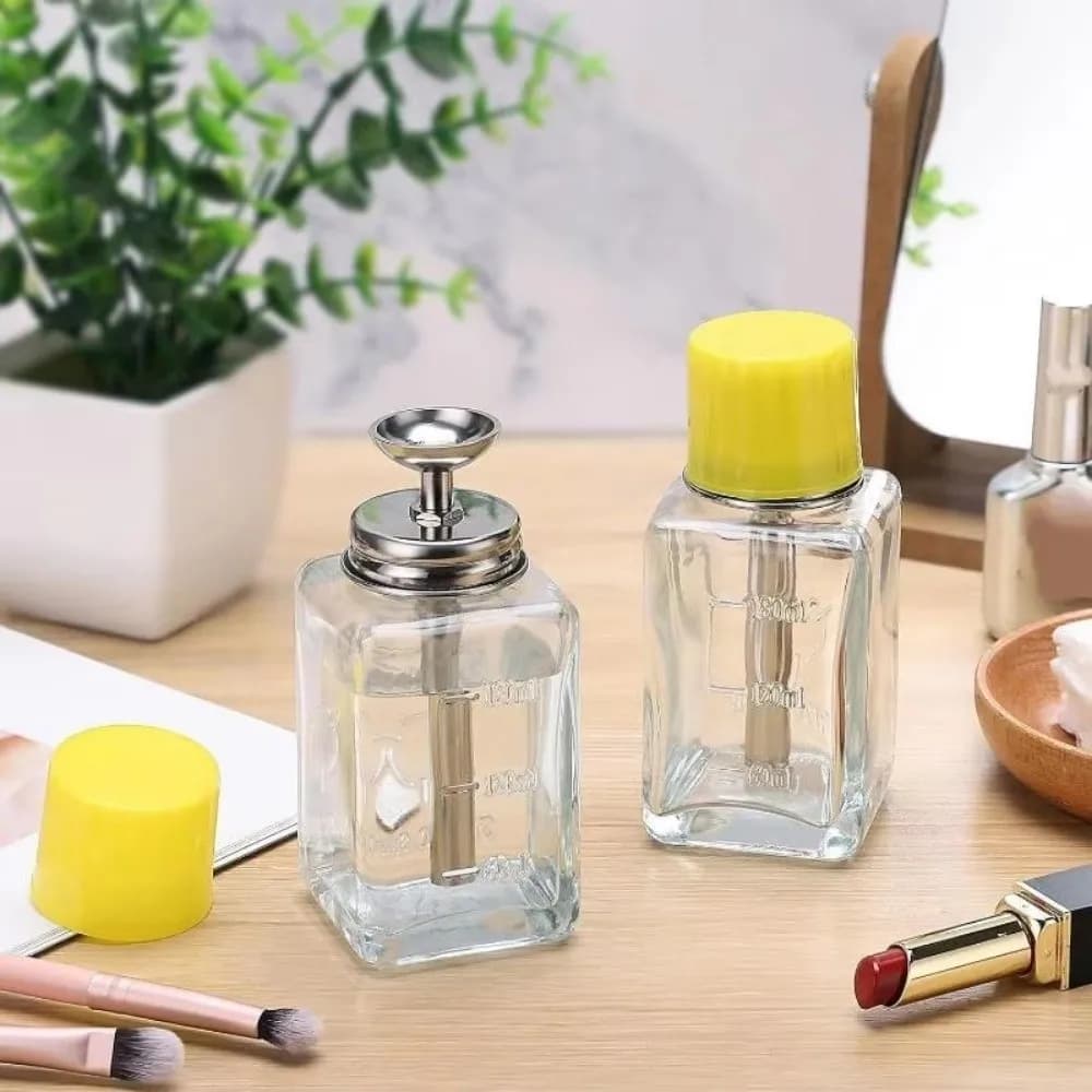 180ml Push Down Pump Dispenser Anti-splash Mesh Glass Liquid Pump Dispenser Bottle Clear Anticorrosion Pumping Press Container
