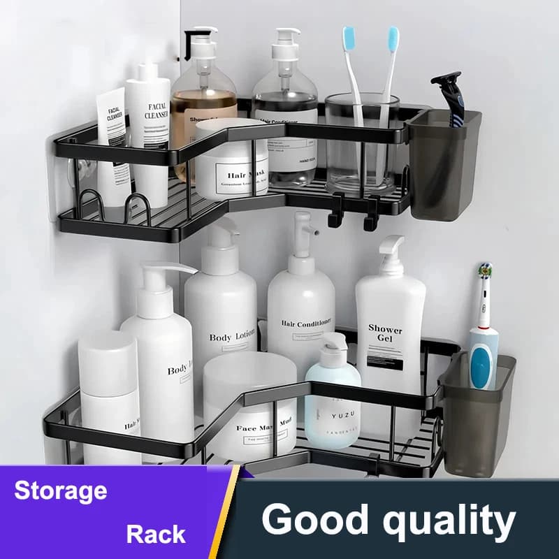 Supporto da parete Scaffale portaoggetti angolare Scaffale da bagno angolare Organizzatore di stoccaggio Cucina Casa Doccia Mensola Rack Apparecchi da bagno Decor