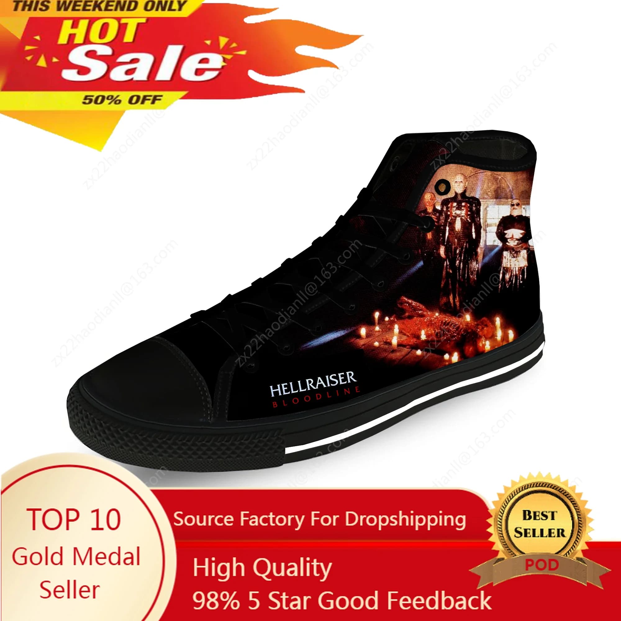 Hellraiser Movie Pinhead Horror Panno casual Moda Stampa 3D Scarpe di tela alte Uomo Donna Sneakers leggere e traspiranti