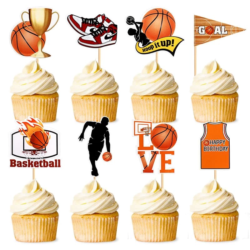 Topper per torta da basket Calcio Calcio Buon compleanno Matrimonio Amore Festa per bambini Toppers per cupcake Decorazione Forniture per cottura fai da te