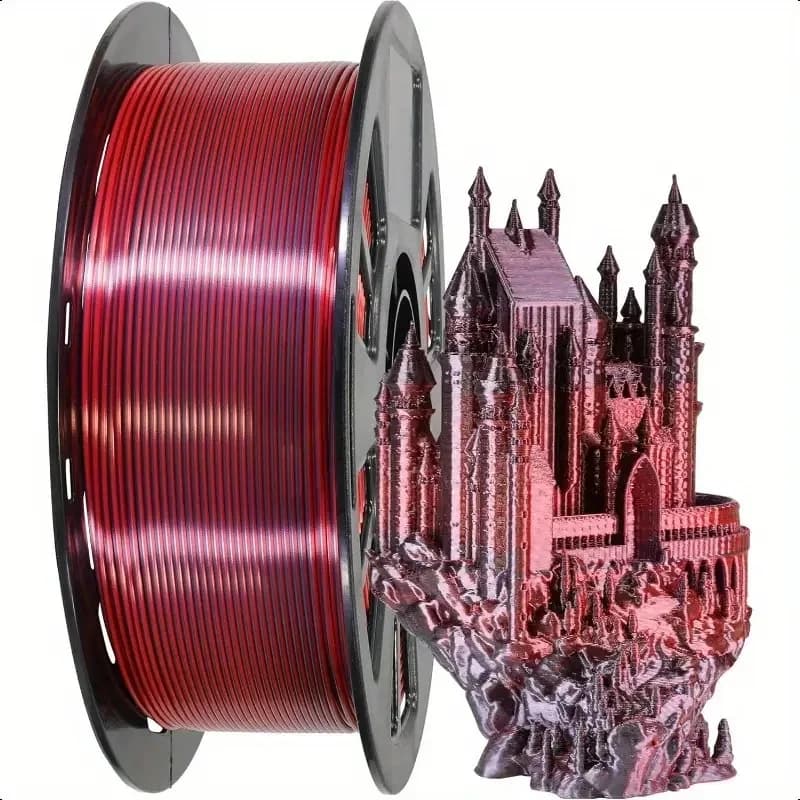 Filamento PLA Seta 1.75mm, Bicolore Seta, 250g, Nero Rosso
