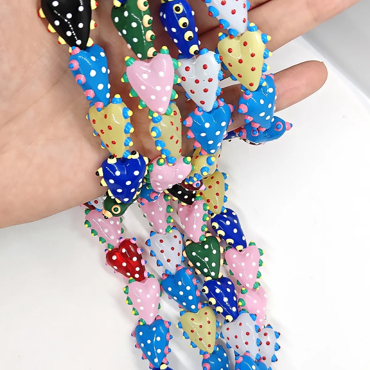 22mm 4/8pcs Colorful Love Heart Glass Lampwork Beads Romantic Charm for Handmade Jewelry Necklace Bracelet Making Supplies Gift