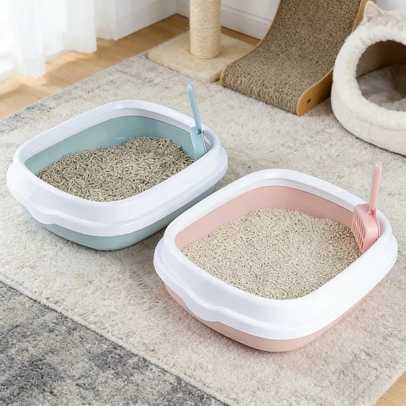 Lettiera Semichiusa Anti-Schizzi per Gatti, Vasca per il Bagno e Toilette Quotidiana, Accessori per Gatti
