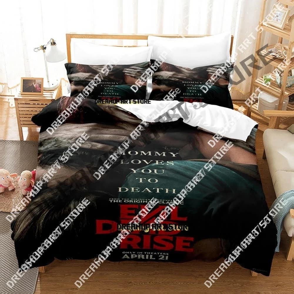 Set biancheria da letto Evil Dead Rise Set letto singolo doppio completo Queen King Size Set copripiumino per camera da letto per bambini per adulti Lenzuolo con stampa 3D