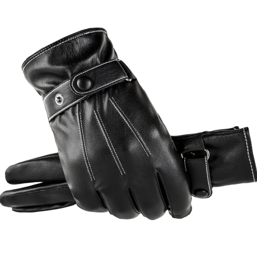 Warm Leather Touch Screen Gloves Non-Slip Thickened Driving Cycling Gloves Windproof Waterproof Winter Men Gloves Winter