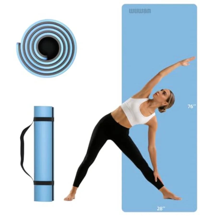 Tappetino Yoga Extra Lungo per Uomini e Donne Alti, Spessore 10mm, 76x28 Pollici, Antiscivolo in TPE, con Cinghia per il Trasporto, per Yoga e Pilates