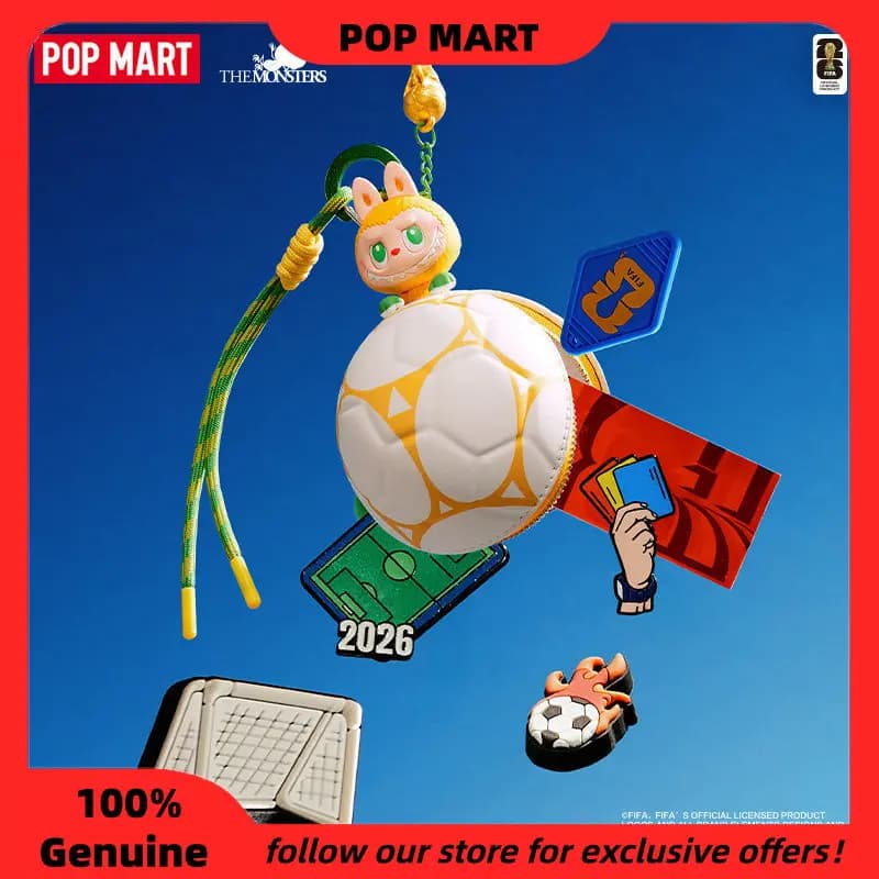 Authentic Pop Mart The Monsters X Fifa Series Mini Football Bag Blind Box Lanyard Keychain Pendant Bag Accessory Gifts For Fans