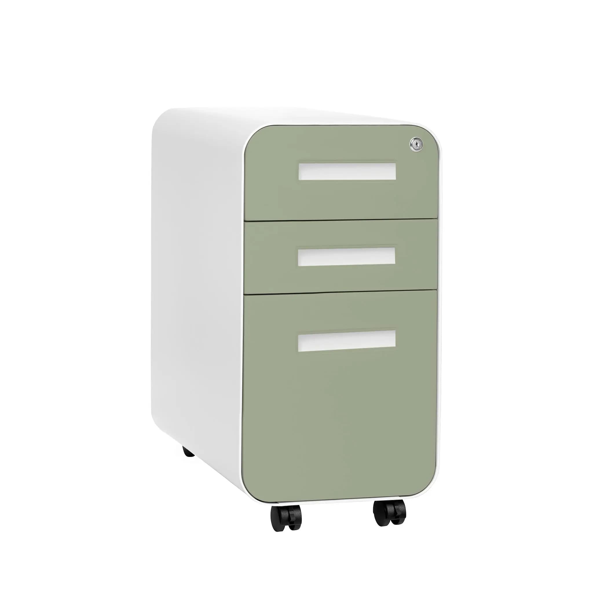 Stockpile Slim 3-Drawer Mobile File Cabinet with Lock - Under Desk Metal Filing Cabinet, Legal/Letter File Folders