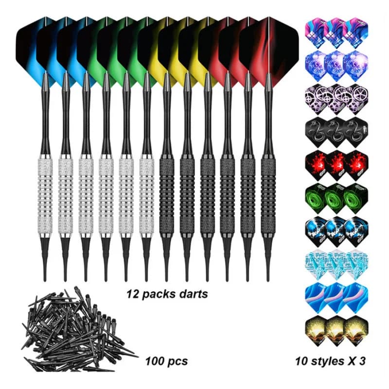 1 set di freccette set di stili multipli voli di freccette professionali punte in plastica morbida set per accessori per freccette elettroniche