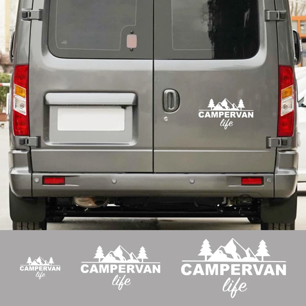 Varie dimensioni Camper Van Life Style Decalcomania del vinile Adesivo per auto Decorazione automatica impermeabile sul paraurti del carrozzeria dell'auto Lunotto posteriore del laptop