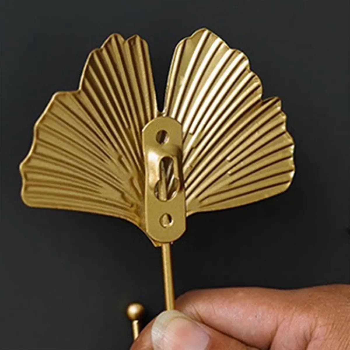 (LBER) Ganci appendiabiti dorati da parete per chiavi, ganci decorativi in metallo a forma di foglie, appendiabiti da parete