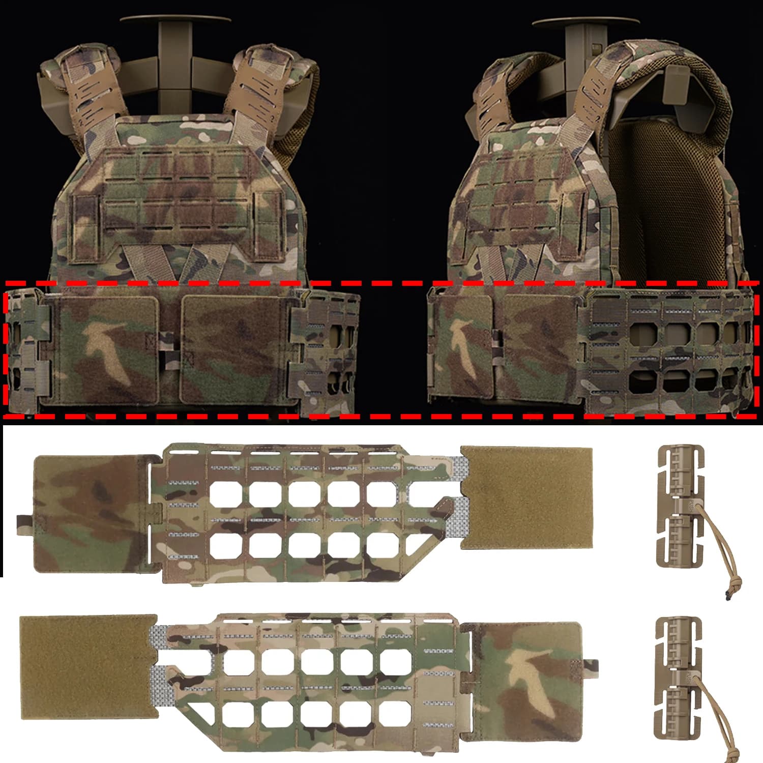 Kit Fibbie per Cintura Portapiastre KZ a Sgancio Rapido, Adattatore per Gilet da Caccia MOLLE, Cintura Leggera per Caccia