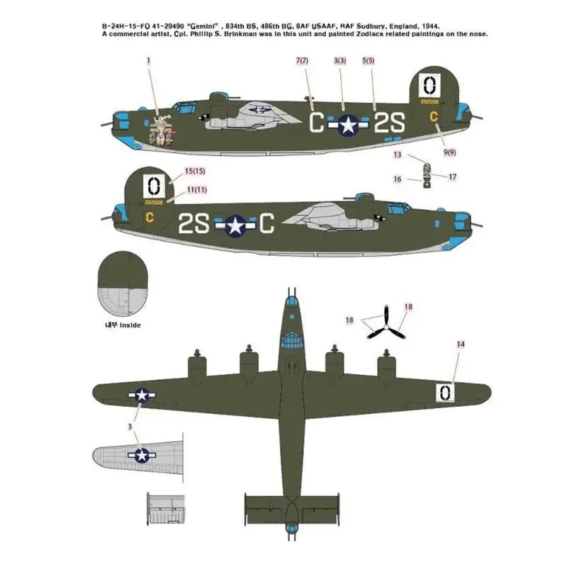 1/72 Scale Assembly Model Kit American Liberator B-24H bomber ACADEMY AC12584