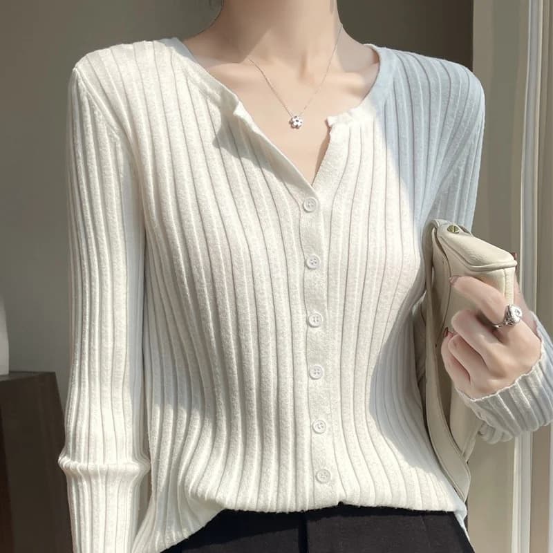 2026 New Pure Color Woolen Open Cardigan Women's round Neck Short Outerwear Knitted Base Shirt Jacket Comfortable Casual Style