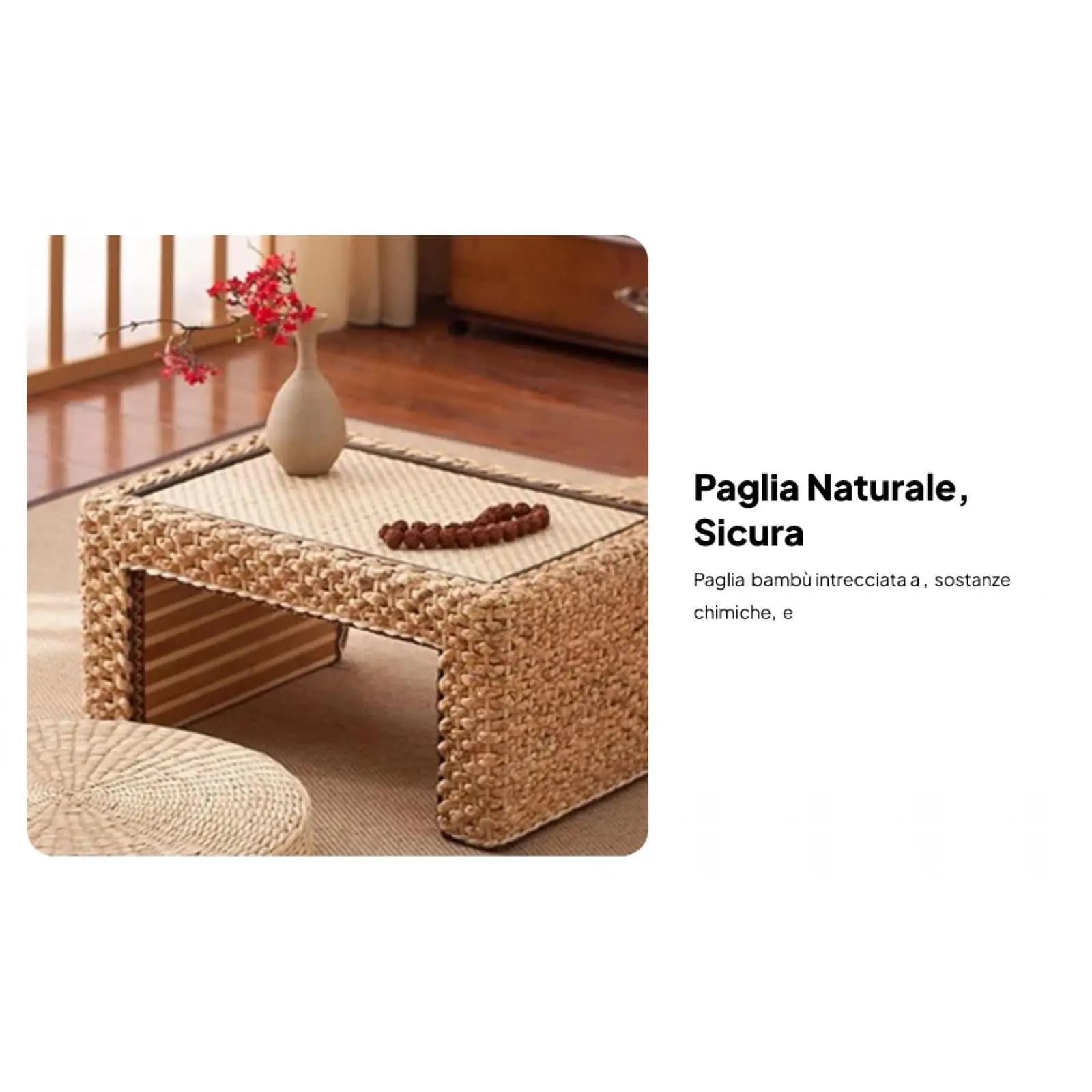 2Pcs Straw Flat Sitting Cushion Meditation Tatami Floor Cushion Pad