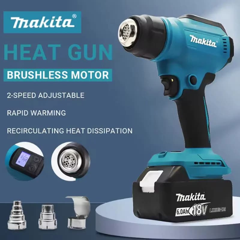 Pistola Termica Portatile Senza Fili Makita 50 ℃ -550 ℃ Pistola ad Aria Calda Ricaricabile con Regolazione Digitale della Temperatura