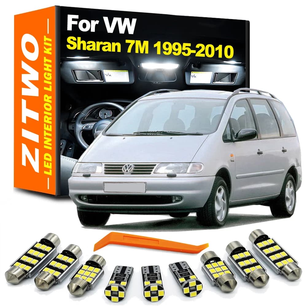 ZITWO 13 Pz Canbus LED Interni Cupola Lettura Mappa Lampadina Kit Per VW Volkswagen Sharan 7M 1995- 2005 2006 2007 2008 2009 2010