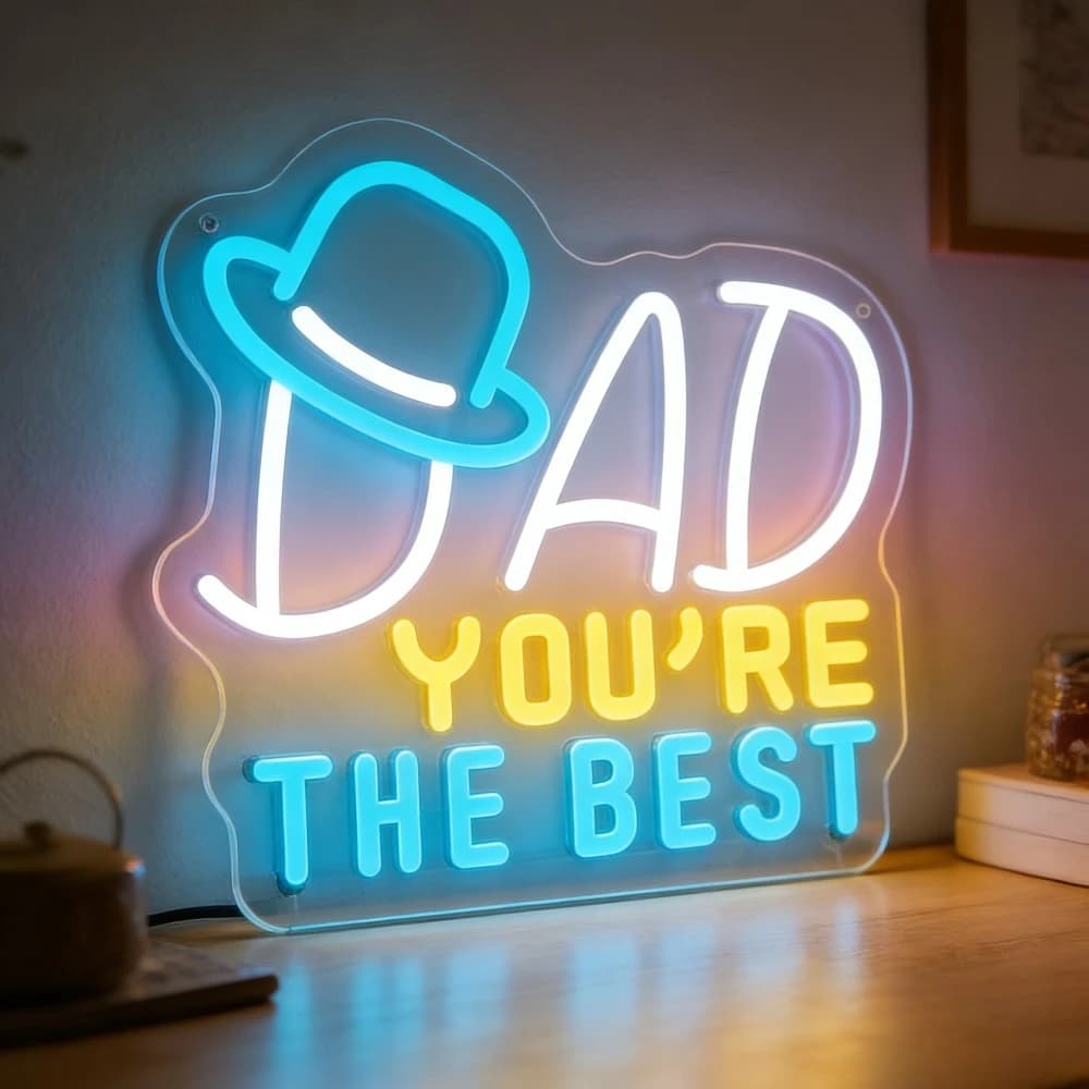 Luce al neon DAD 'You're The Best' - Insegna LED, regalo originale per papà, decorazione per la 'man cave', regalo di compleanno per padre da figlia o figlio