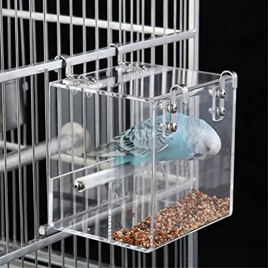 Automatic Bird Feeder No Mess Bird Cage Pet Feeder Seed Food Container for Parakeet Canary Cockatiel Parrot F Canary Acrylic