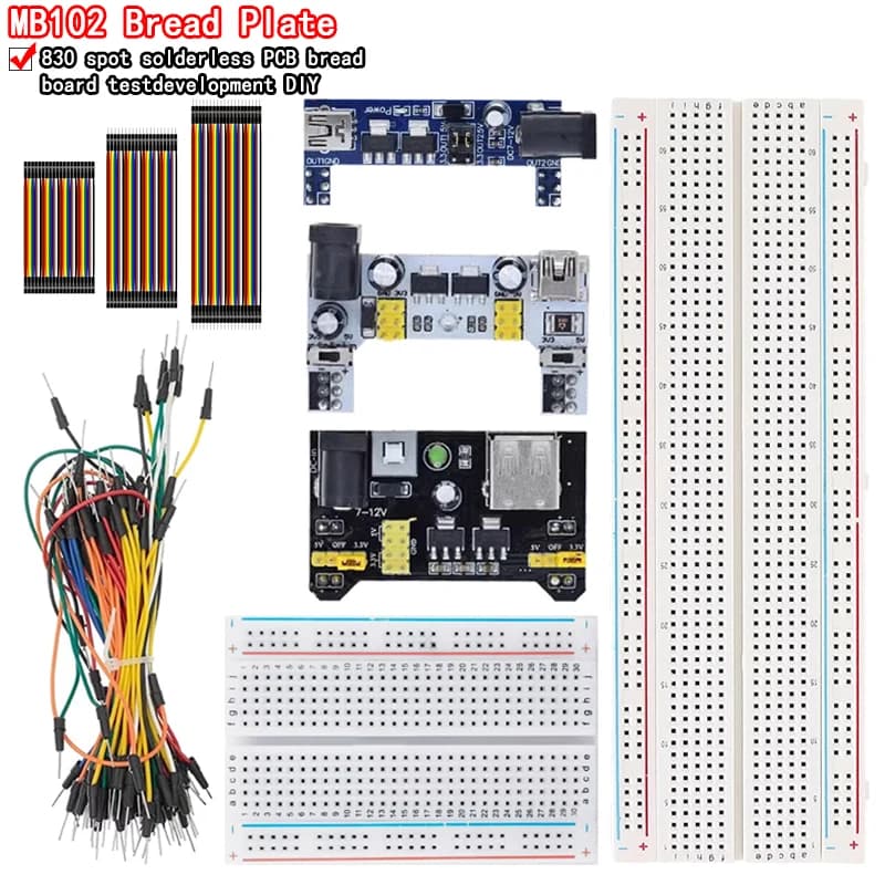 MB102 3.3 V/5 V + prototype breadboard MB-102 830 points for kit arduino + 65 cables jumper wholesale