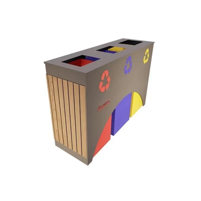 Park garden public space without lid multi-compartment recyclable storage bin