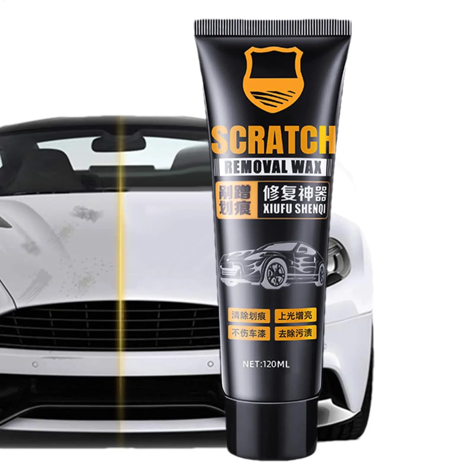 Cera per Riparazione Graffi Auto 128ml, Rimuovi Graffi Multiuso con Spugna, Efficace per Graffi Profondi, Macchie e Cura Quotidiana