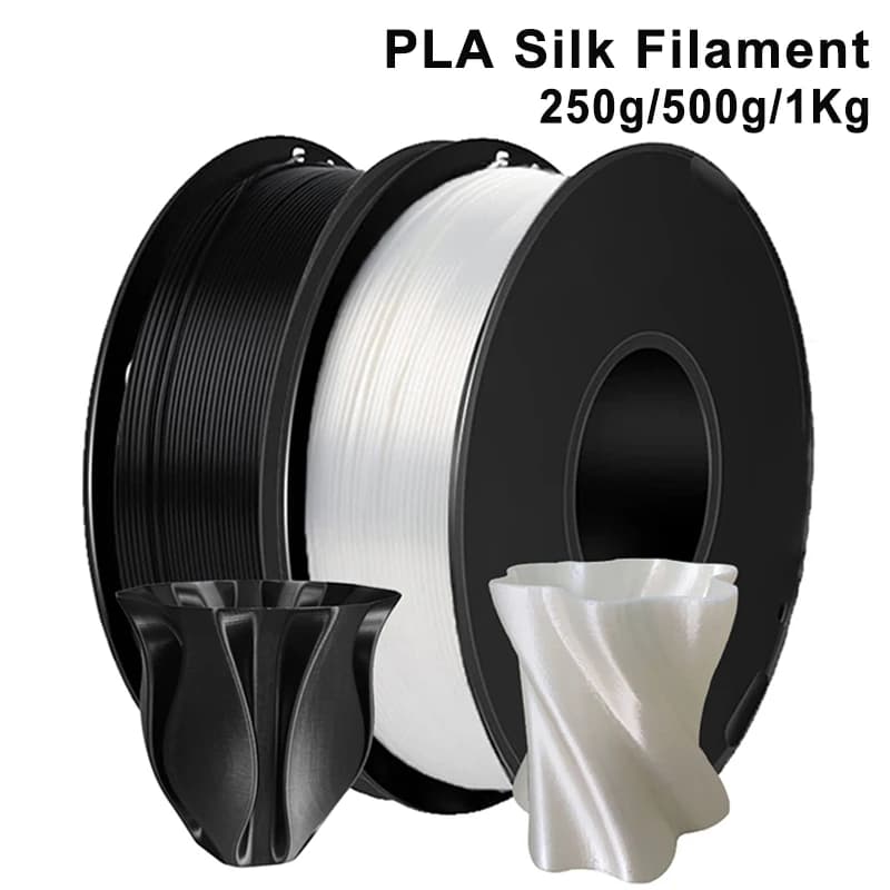 Silk Filament PLA Black from 1.75 mm 250 g 500 g 1 kg Material for 3D Printer Silk White Print Embroidery Filament Wire Vacuum Packing