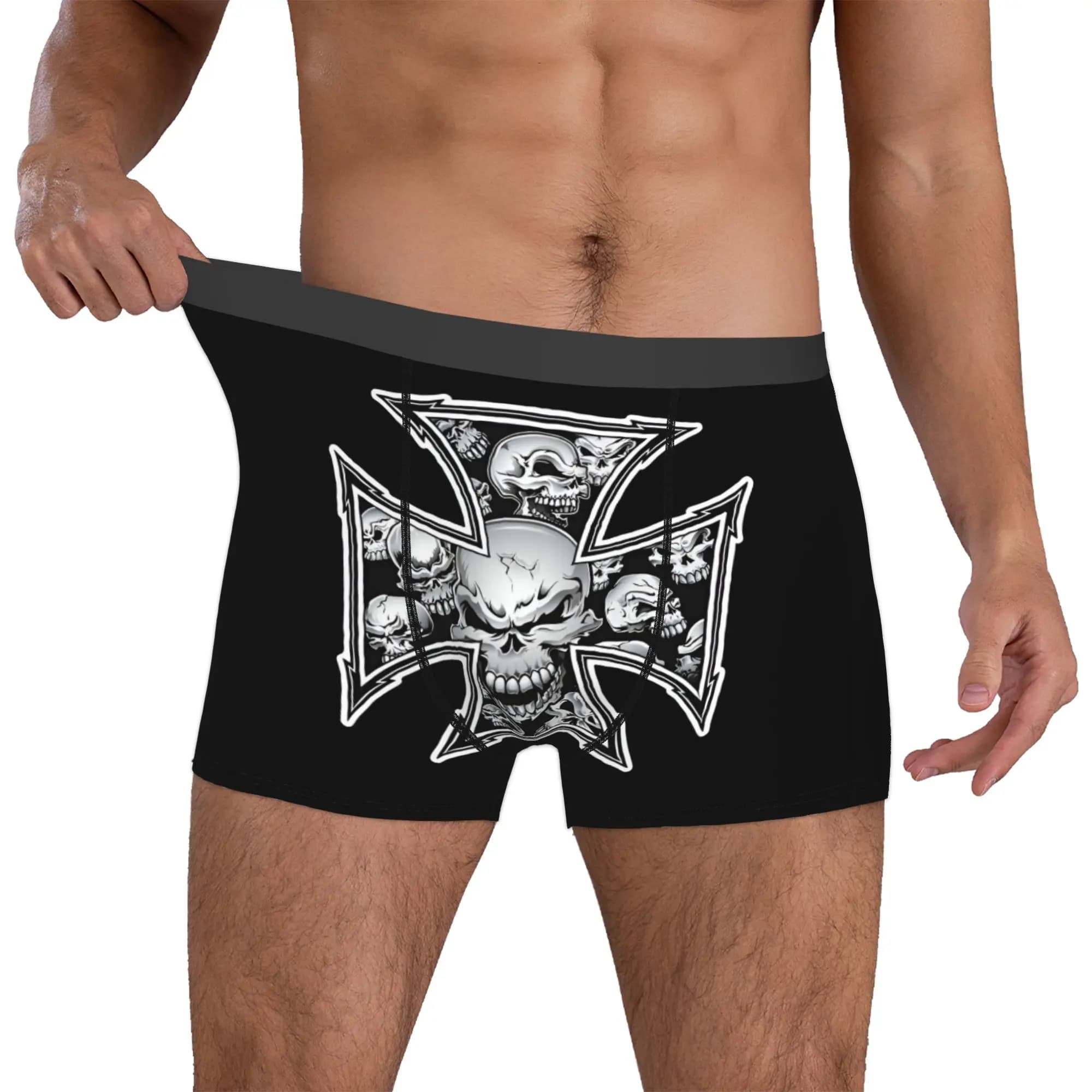 Custom West Coast Skull Logo Underwear Men Stretch Motor Boxer Briefs Shorts Panties Soft Underpants For Homme