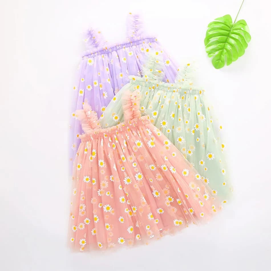 Cinghie per bambini Vestito estivo per bambini 2025 Nuova gonna per ragazze Abito da scuola senza spalline per bambini Abito estivo da margherita Abiti da spiaggia da principessa