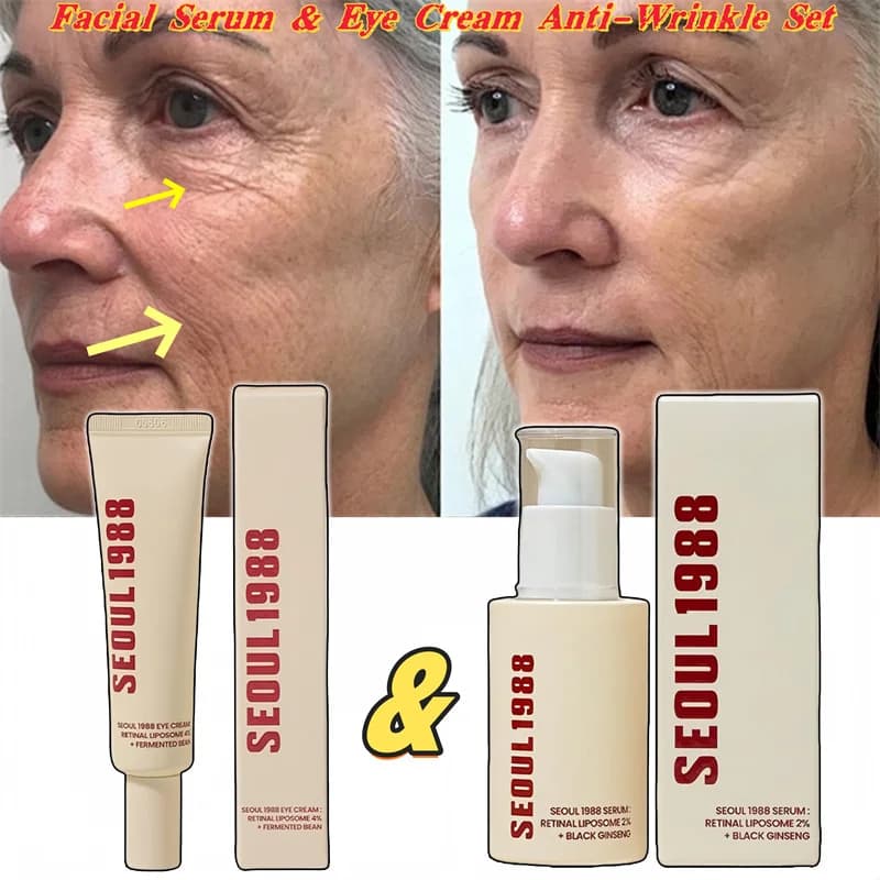 SEOUL 1988 Vitamin C Wrinkle Care 4% Retinol Ginseng Siero Face Signs Slim Lines Eye Cream Hydrating Set