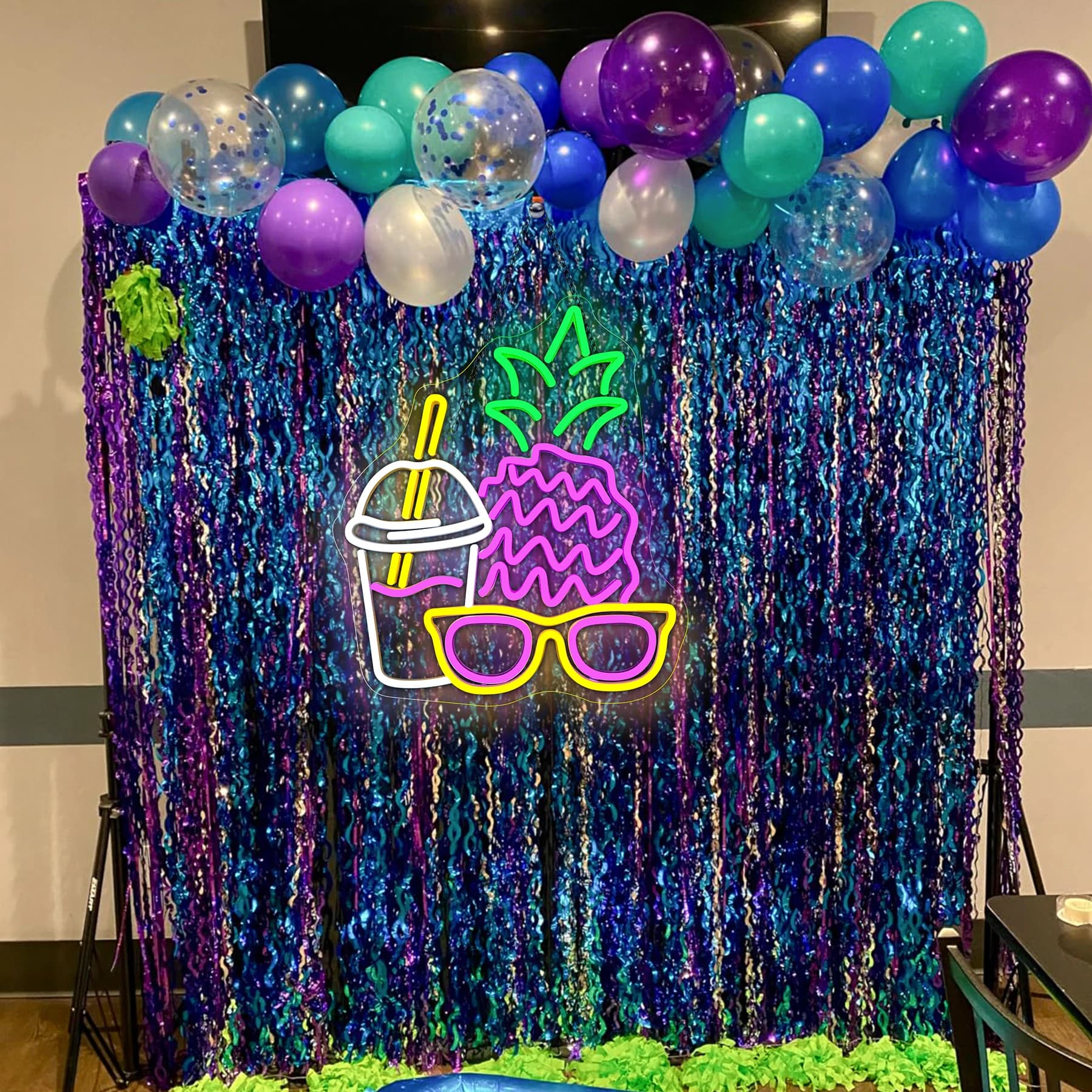 Aguas Frescas Insegne al neon Occhiali da sole all'ananas Appesi a parete Decorazioni artistiche per ristorante Negozio Stand per alimenti Negozio Bar Pub Mercato Festa
