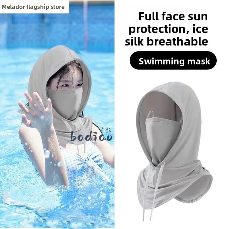 Unisex Swimming Hat with Collo Protection, Diving, Surfing and Water Games, Beach Style and Travel
