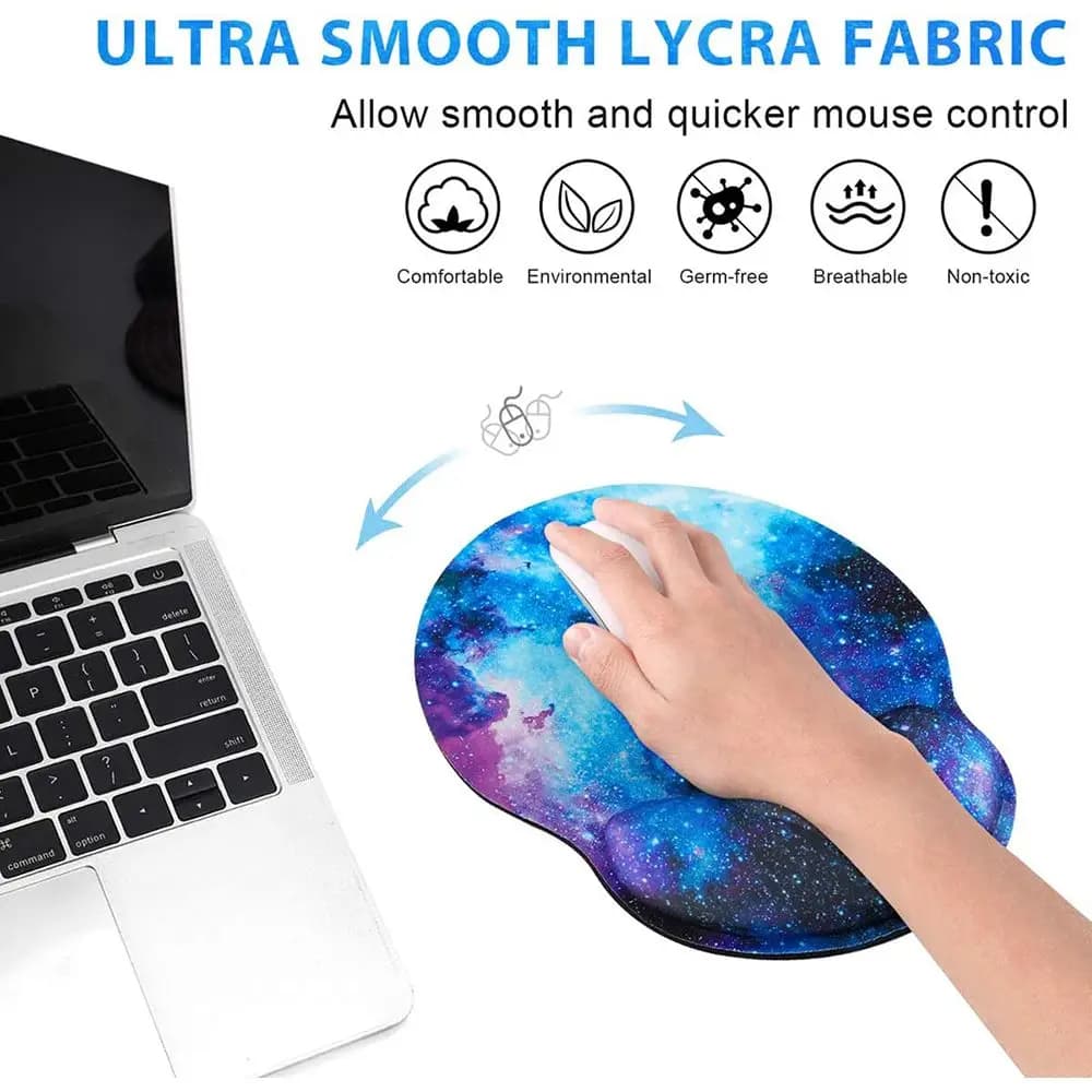 Tappetino per Mouse da Ufficio e Casa, Antiscivolo, con Supporto per Mani e Polso, Ergonomico per Gaming